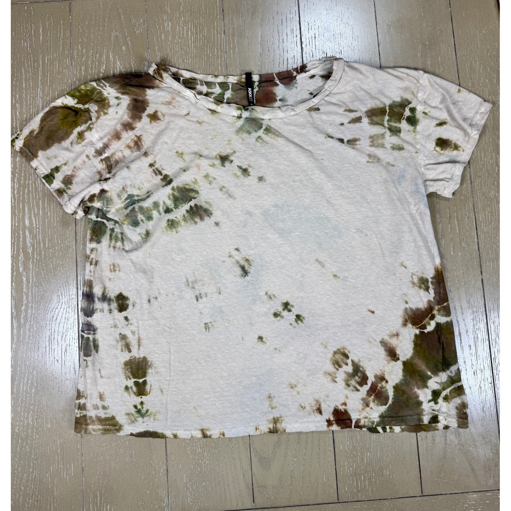 ASKK NY Shirt Womens 0 Tie Dye Short Sleeve Crew Neck Earth Tones CUSTOM‎